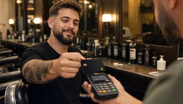 Paying at a barber shop with the card