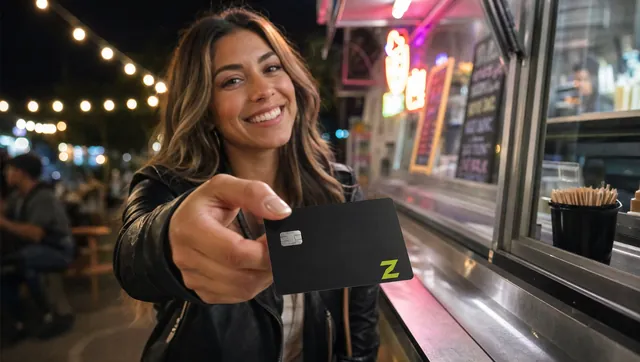 Paying at a food truck with the card